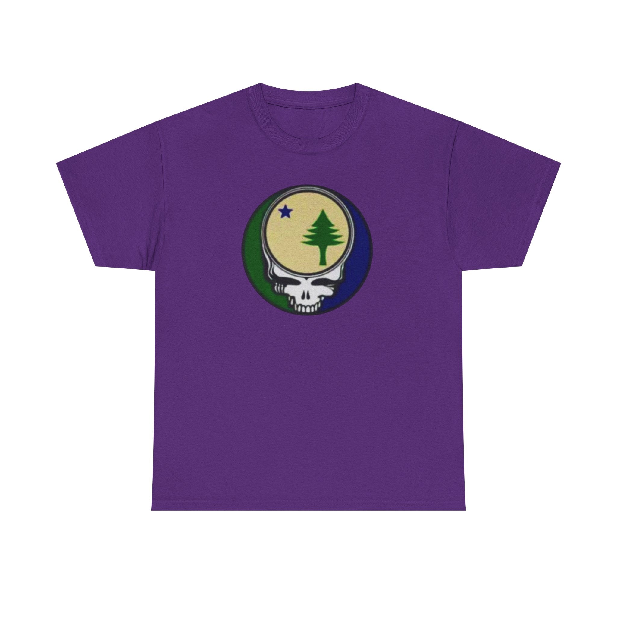 Maine Flag Stealie Grateful Dead Style T-Shirt | Nature Skull Tee