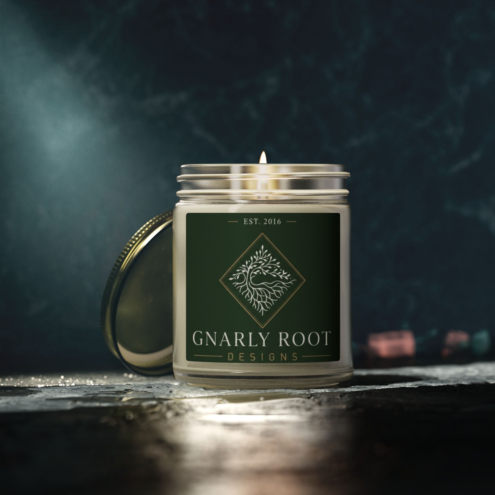 Coconut Apricot Scented Candle — 4oz & 9oz Natural Wax Jar (Gnarly Root Designs)