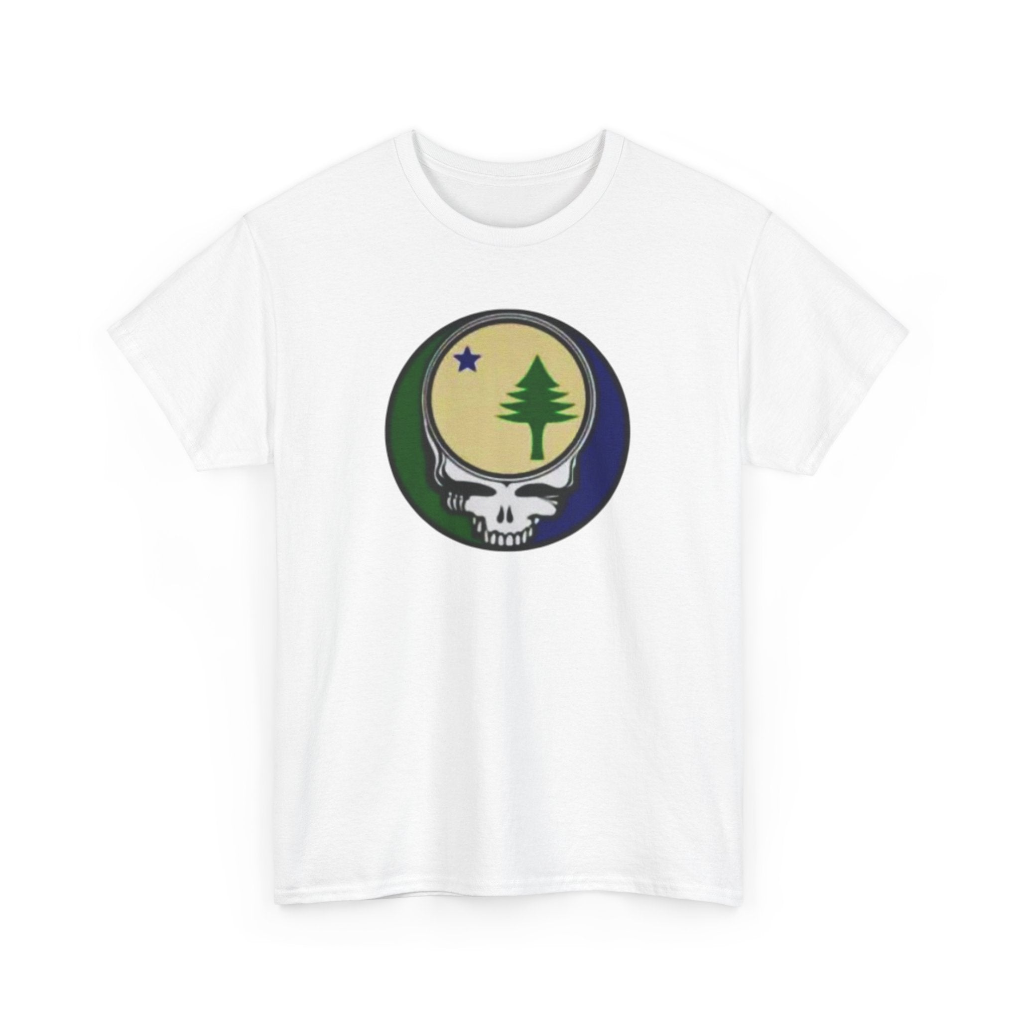 Maine Flag Stealie Grateful Dead Style T-Shirt | Nature Skull Tee