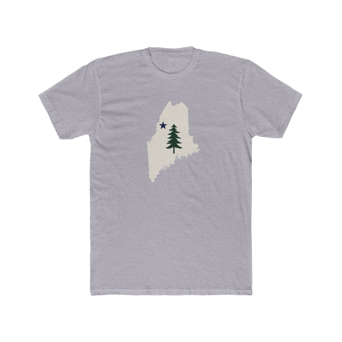 Maine Map Tee with Pine Tree & Star – State Pride T-Shirt