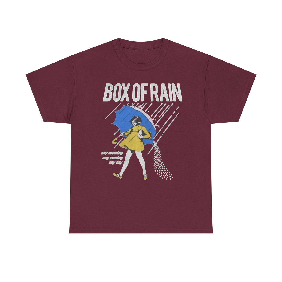 Box of Rain Grateful Dead Tee | Girl with Umbrella, Rainy Day Retro Design