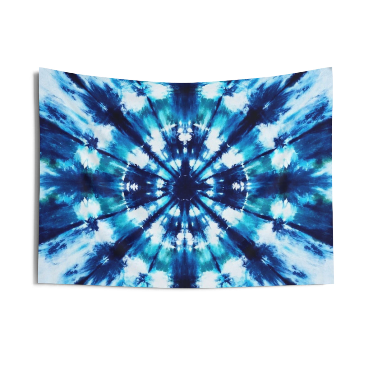 Blue Tie Dye Mandala Indoor Wall Tapestry | Boho Hippie Decor