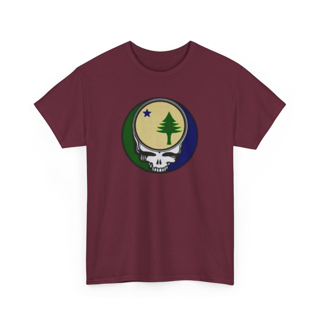 Maine Flag Stealie Grateful Dead Style T-Shirt | Nature Skull Tee