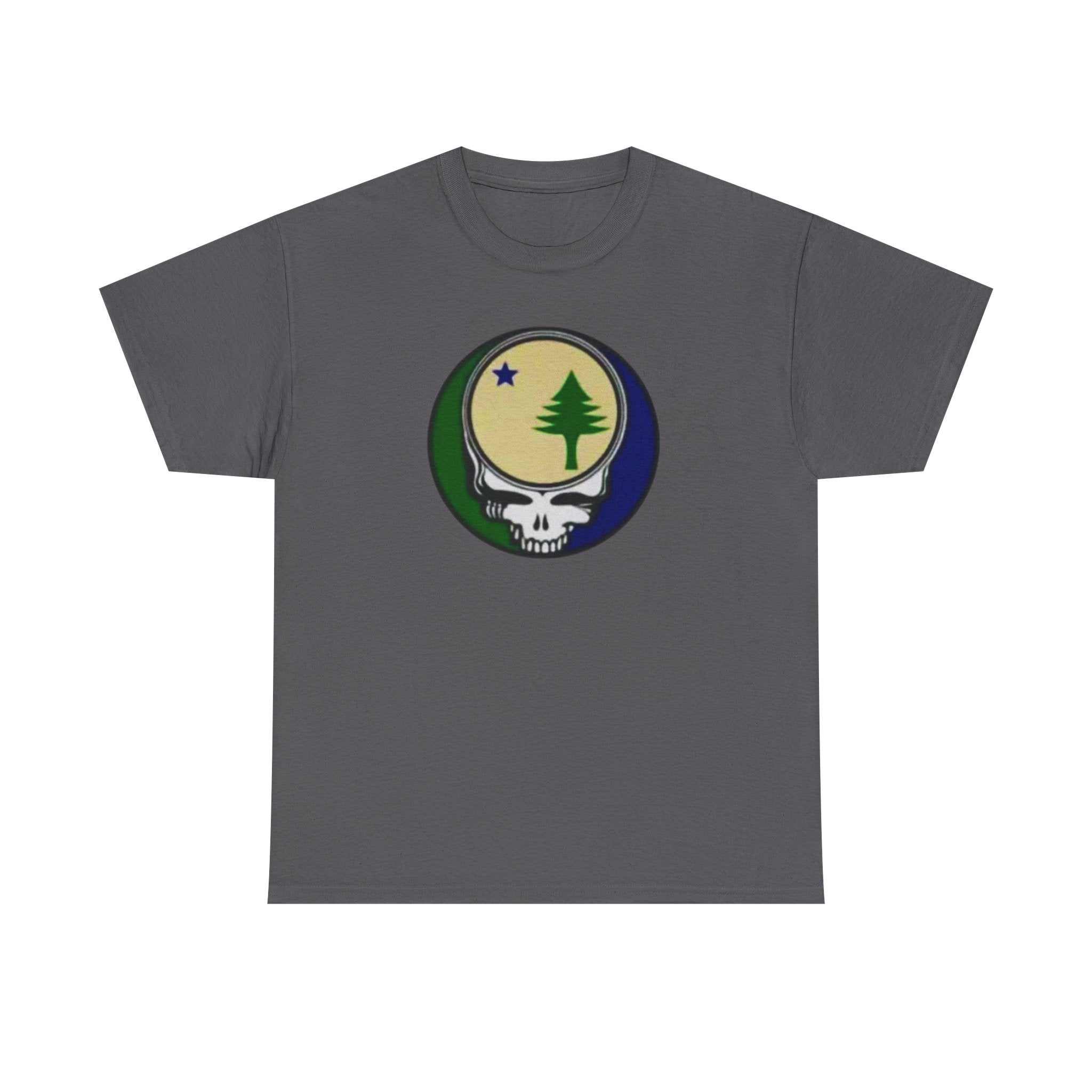 Maine Flag Stealie Grateful Dead Style T-Shirt | Nature Skull Tee
