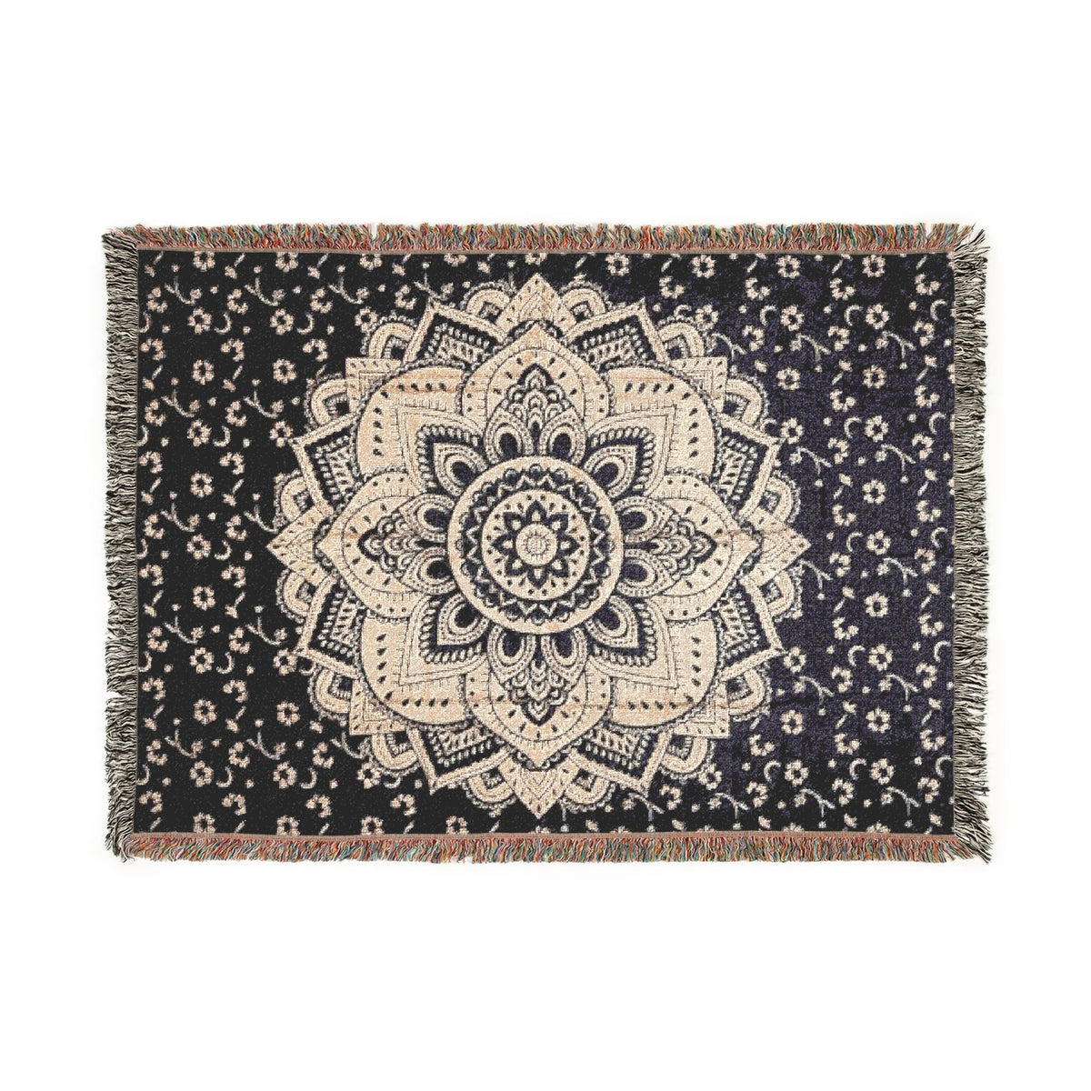 Mandala Woven Blanket — Boho Decorative Throw for Living Room & Bedroom