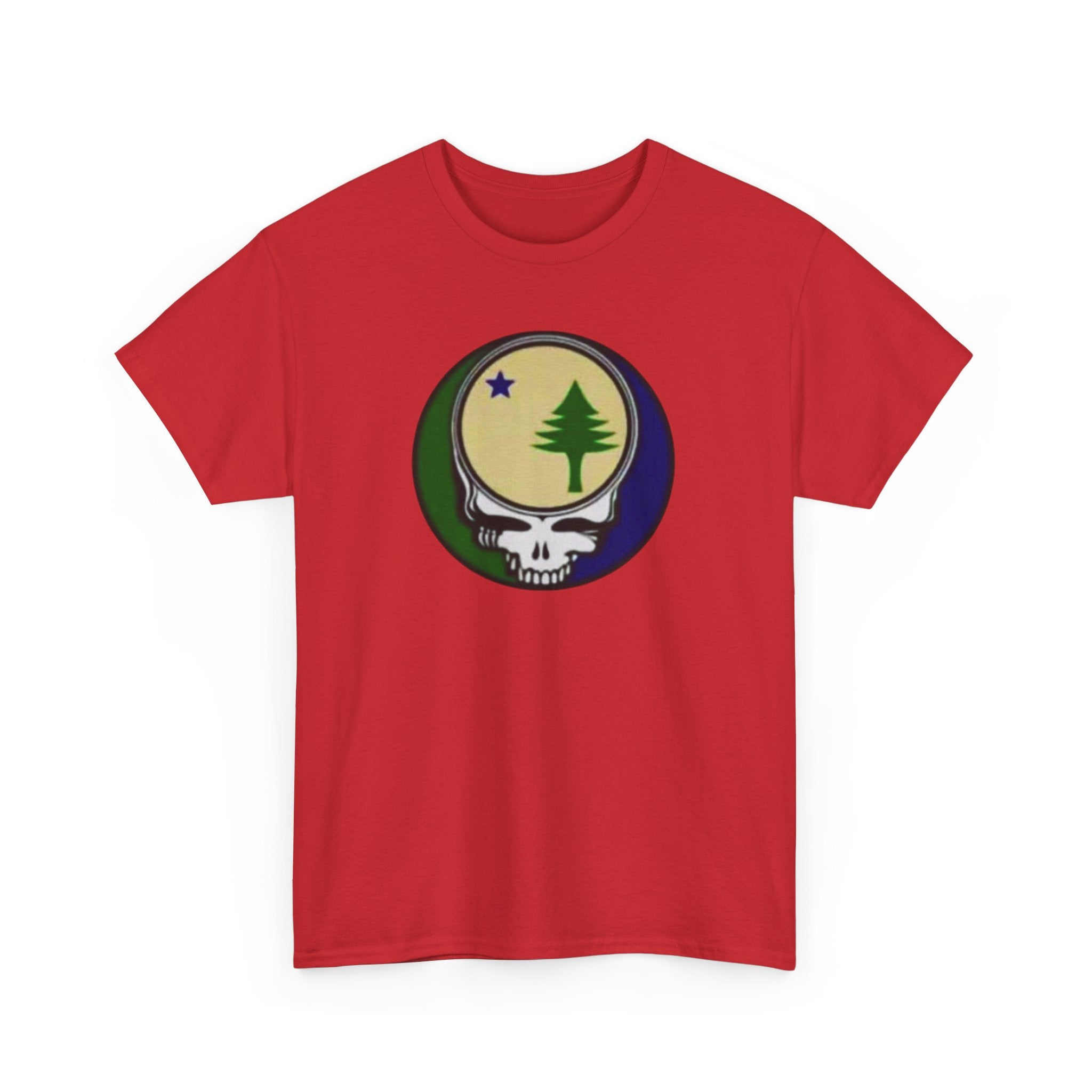 Maine Flag Stealie Grateful Dead Style T-Shirt | Nature Skull Tee