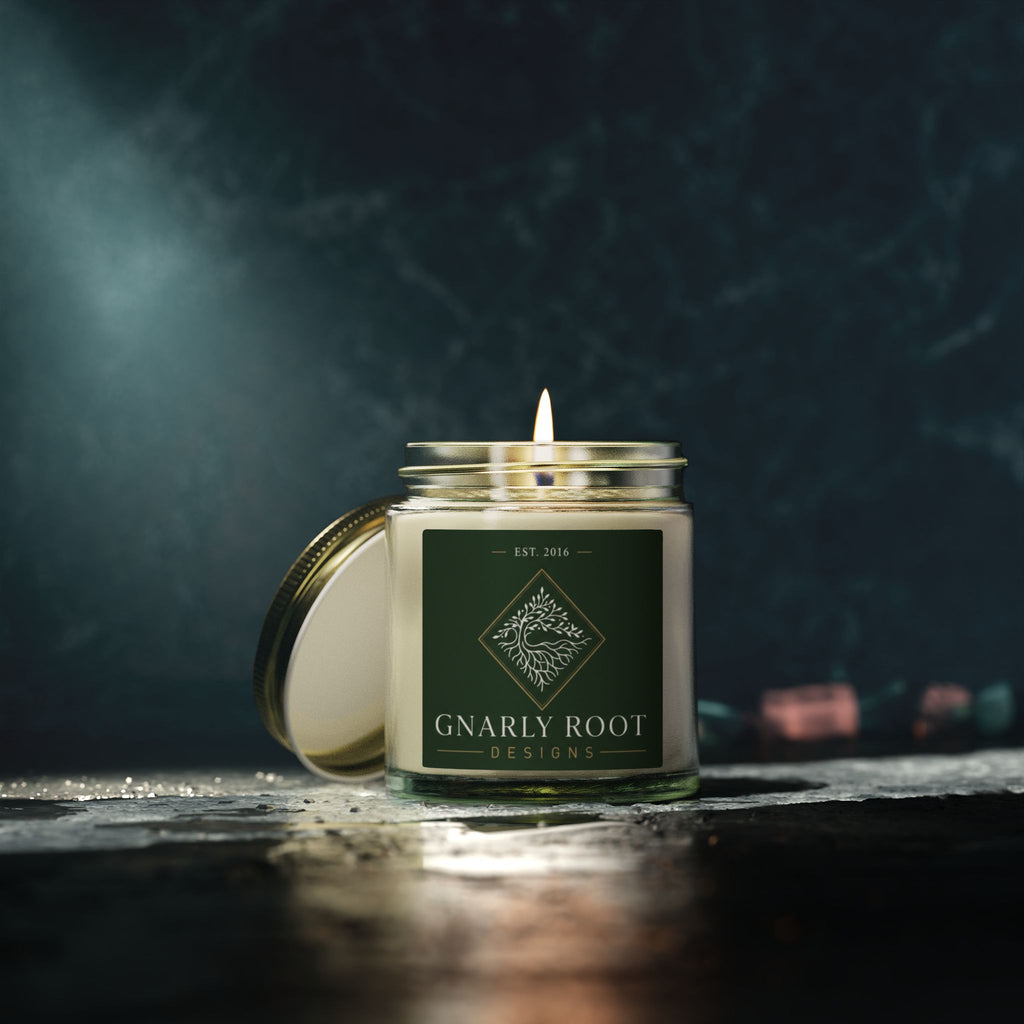 Coconut Apricot Scented Candle — 4oz & 9oz Natural Wax Jar (Gnarly Root Designs)