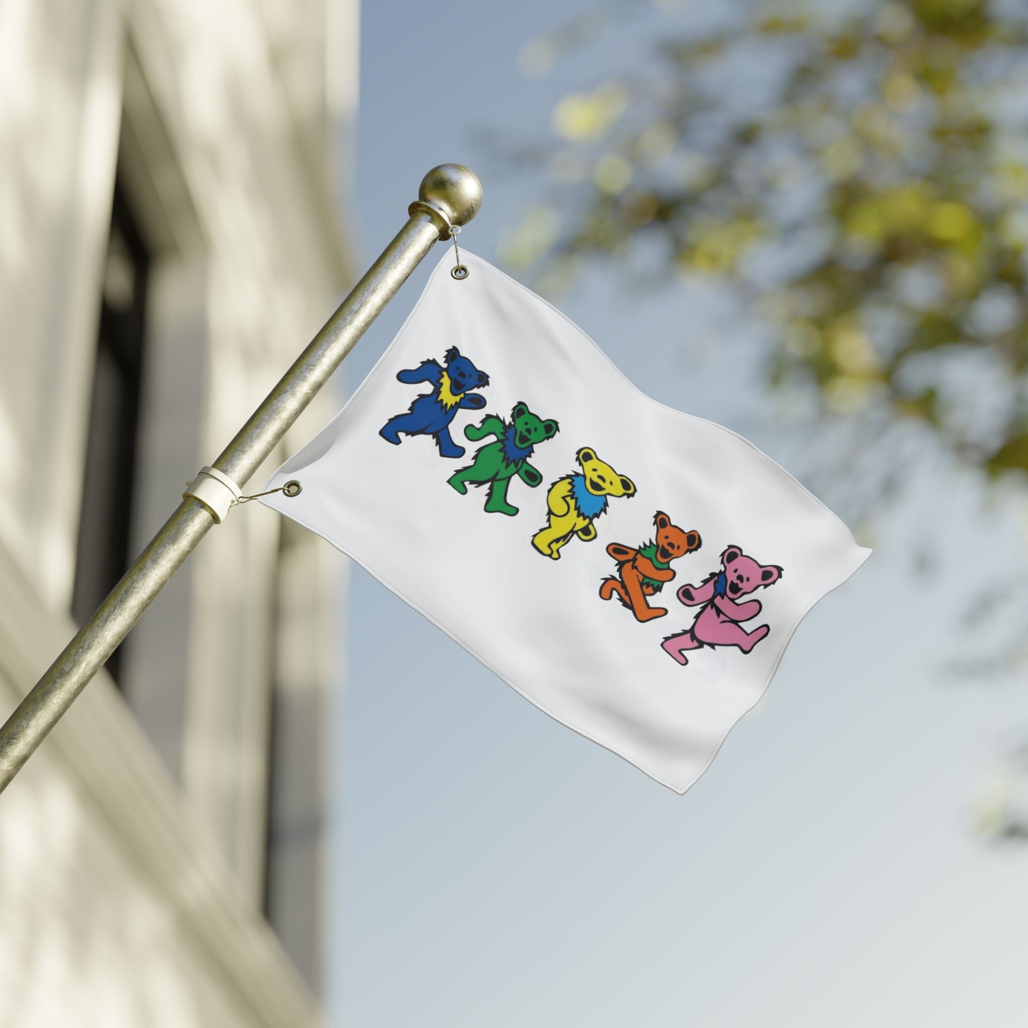 Dancing Rainbow Bears Flag | Double Sided Flag, Hippie Grateful Dead Style