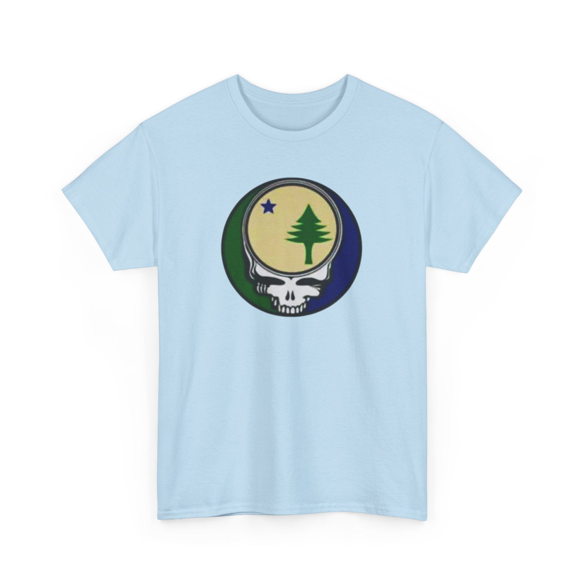 Maine Flag Stealie Grateful Dead Style T-Shirt | Nature Skull Tee