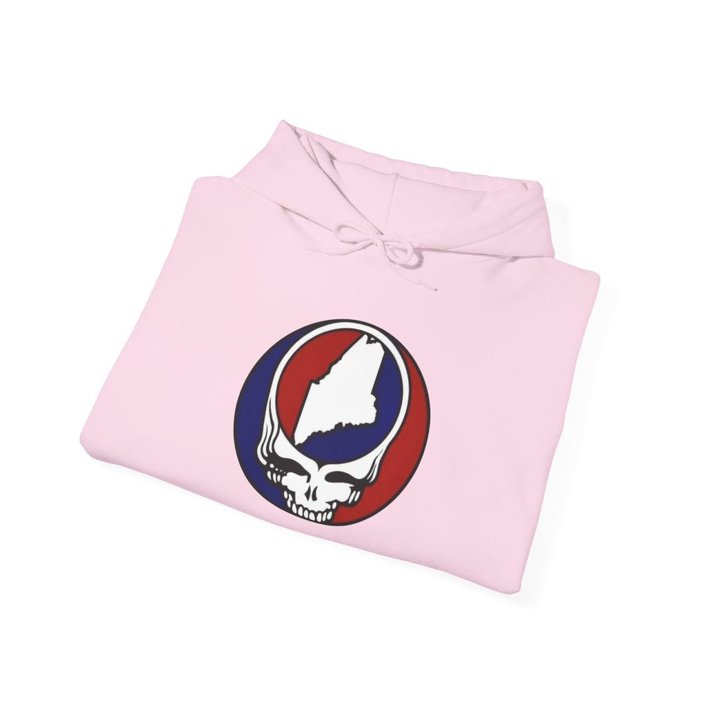 Grateful Dead Maine Skull Hoodie — State Outline Steal Your Face Pullover