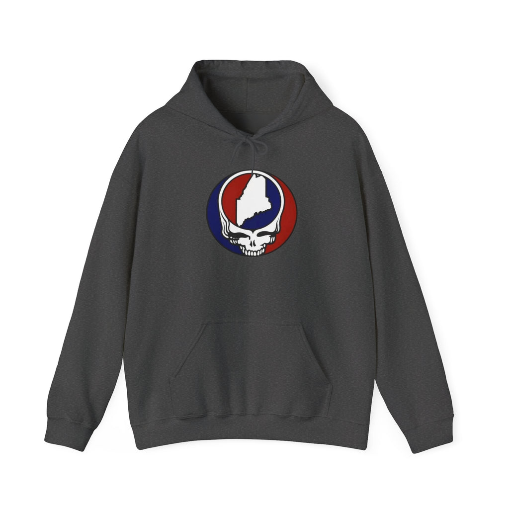 Grateful Dead Maine Skull Hoodie — State Outline Steal Your Face Pullover