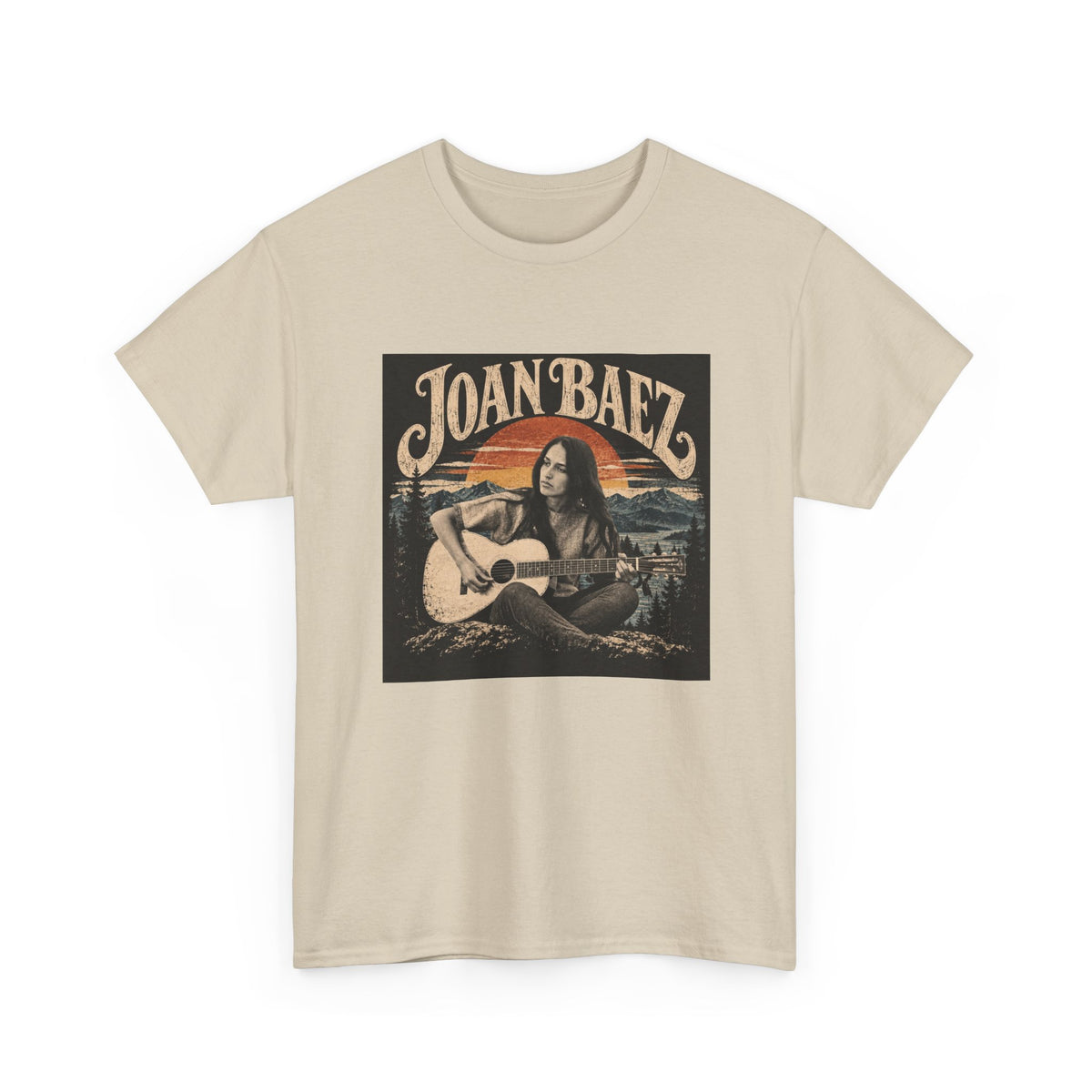 Joan Baez acoustic portrait Tee | Vintage folk musician graphic T-shirt