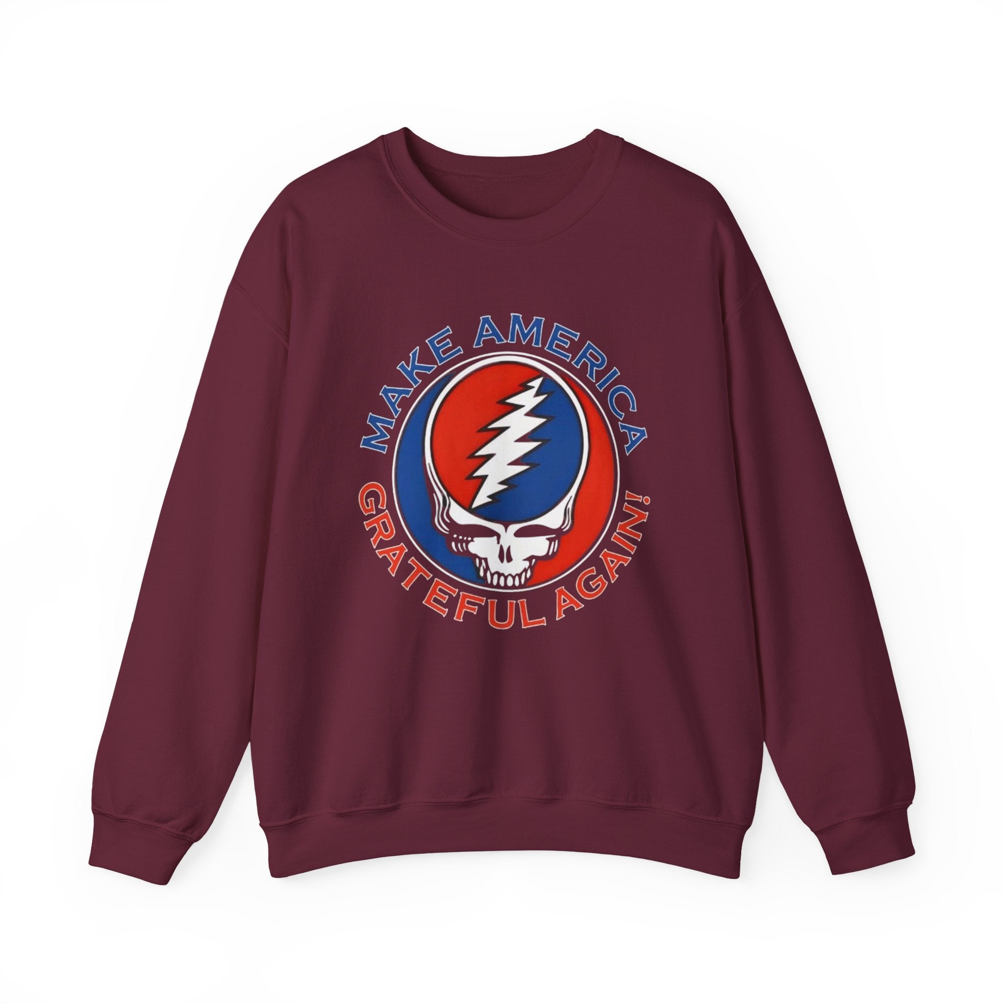 Make America Grateful Again Skull Crewneck Sweatshirt | Grateful Dead Steal Your Face Logo