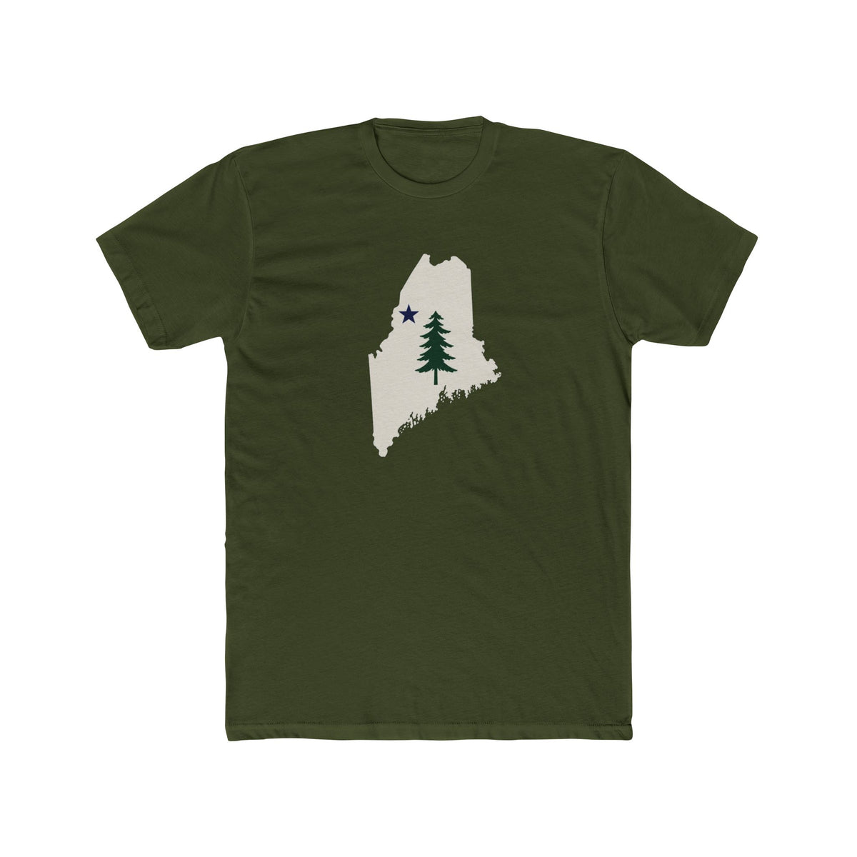 Maine Map Tee with Pine Tree & Star – State Pride T-Shirt