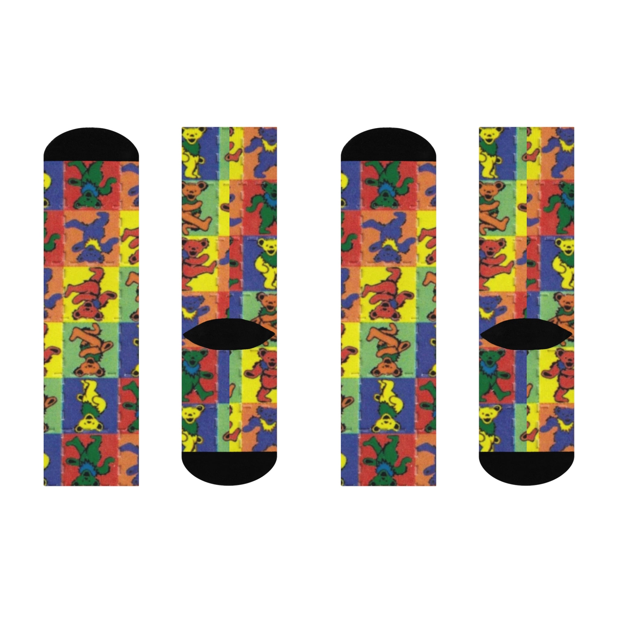 Dancing Bears Pattern Socks | Colorful Grateful Dead Inspired Crew Socks