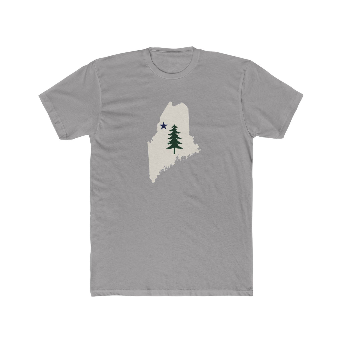 Maine Map Tee with Pine Tree & Star – State Pride T-Shirt