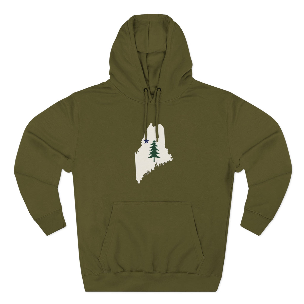 Maine Pine Tree Hoodie – Rustic State Outline Fleece Pullover