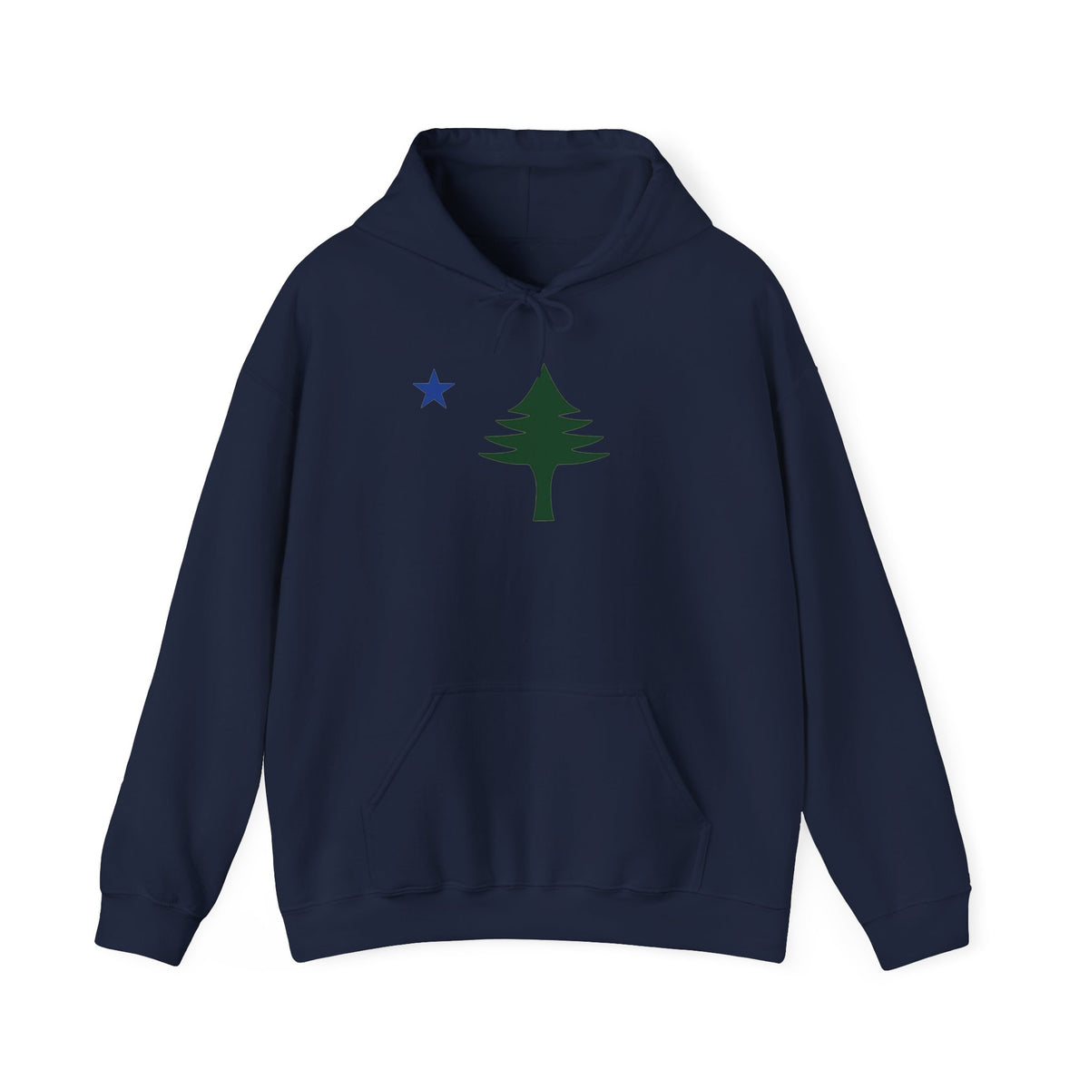 Maine State Flag Pine Tree Hoodie | Minimalist Evergreen Silhouette