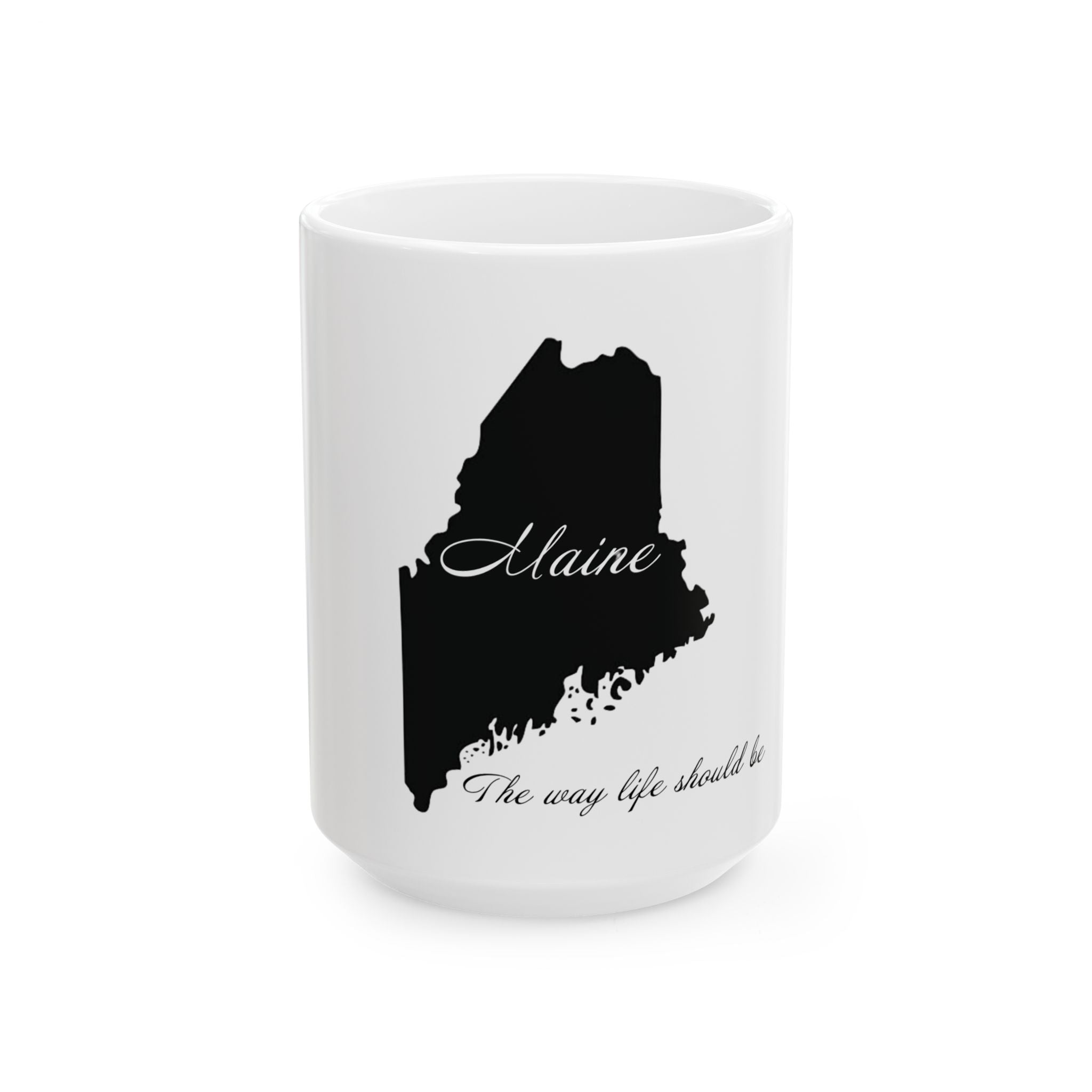 Maine silhouette state map Mug | Maine script typography ceramic mug