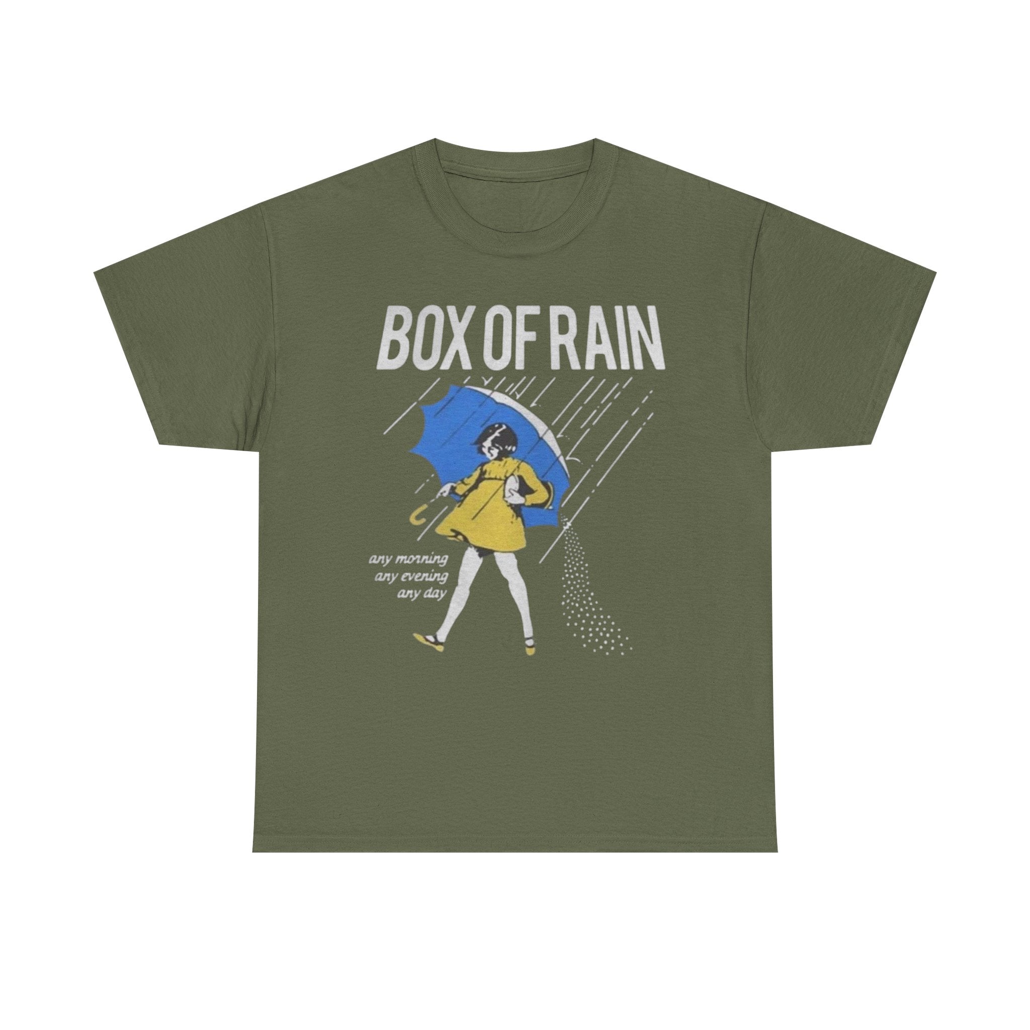 Box of Rain Grateful Dead Tee | Girl with Umbrella, Rainy Day Retro Design