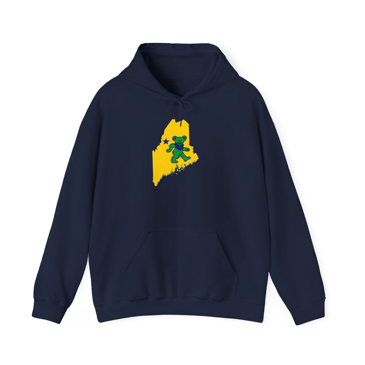 Maine Grateful Dead Bear Hoodie – Maine Outline with Dancing Bear Design