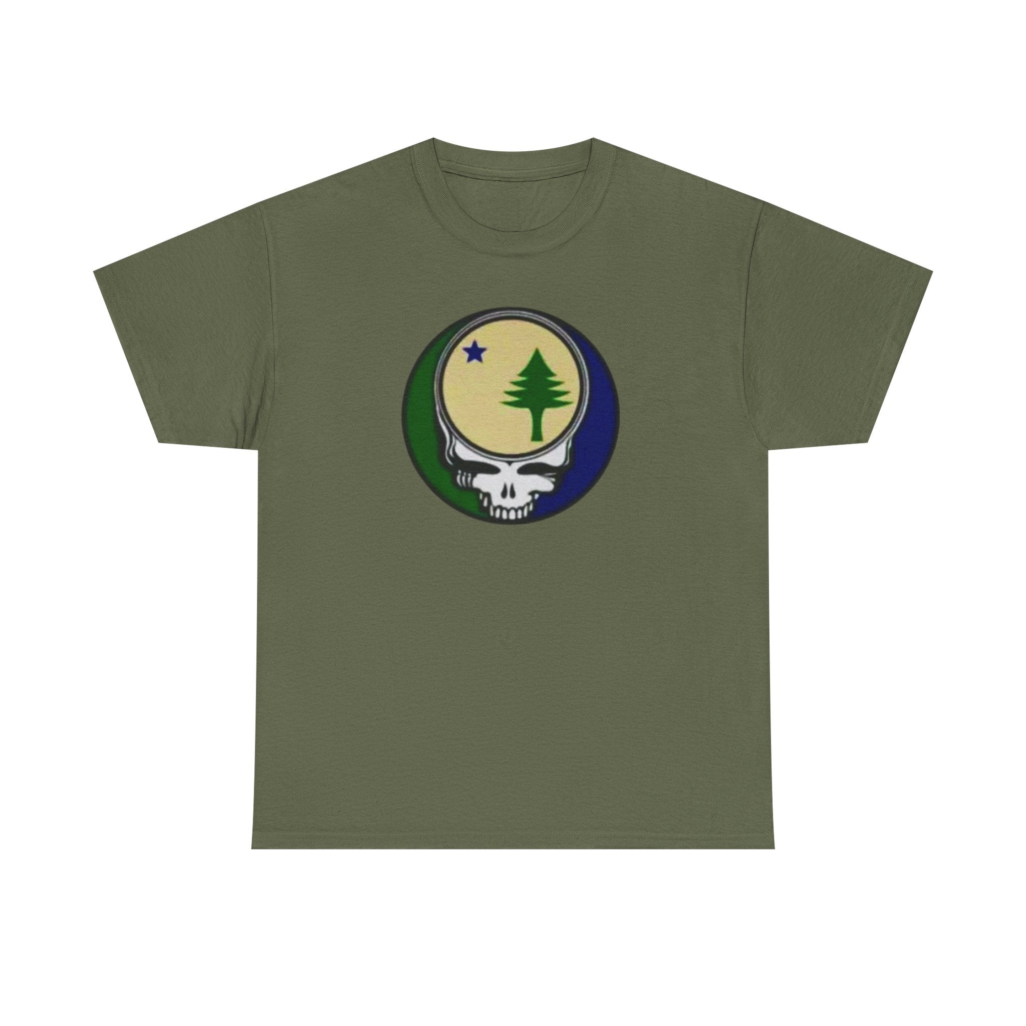 Maine Flag Stealie Grateful Dead Style T-Shirt | Nature Skull Tee