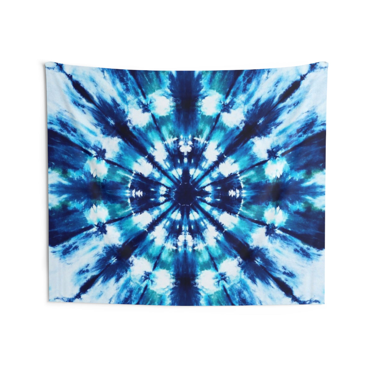 Blue Tie Dye Mandala Indoor Wall Tapestry | Boho Hippie Decor