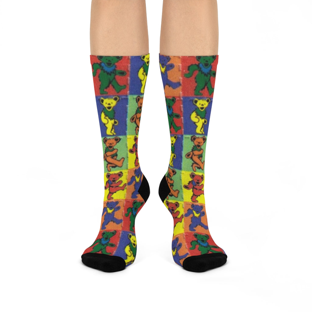 Dancing Bears Pattern Socks | Colorful Grateful Dead Inspired Crew Socks