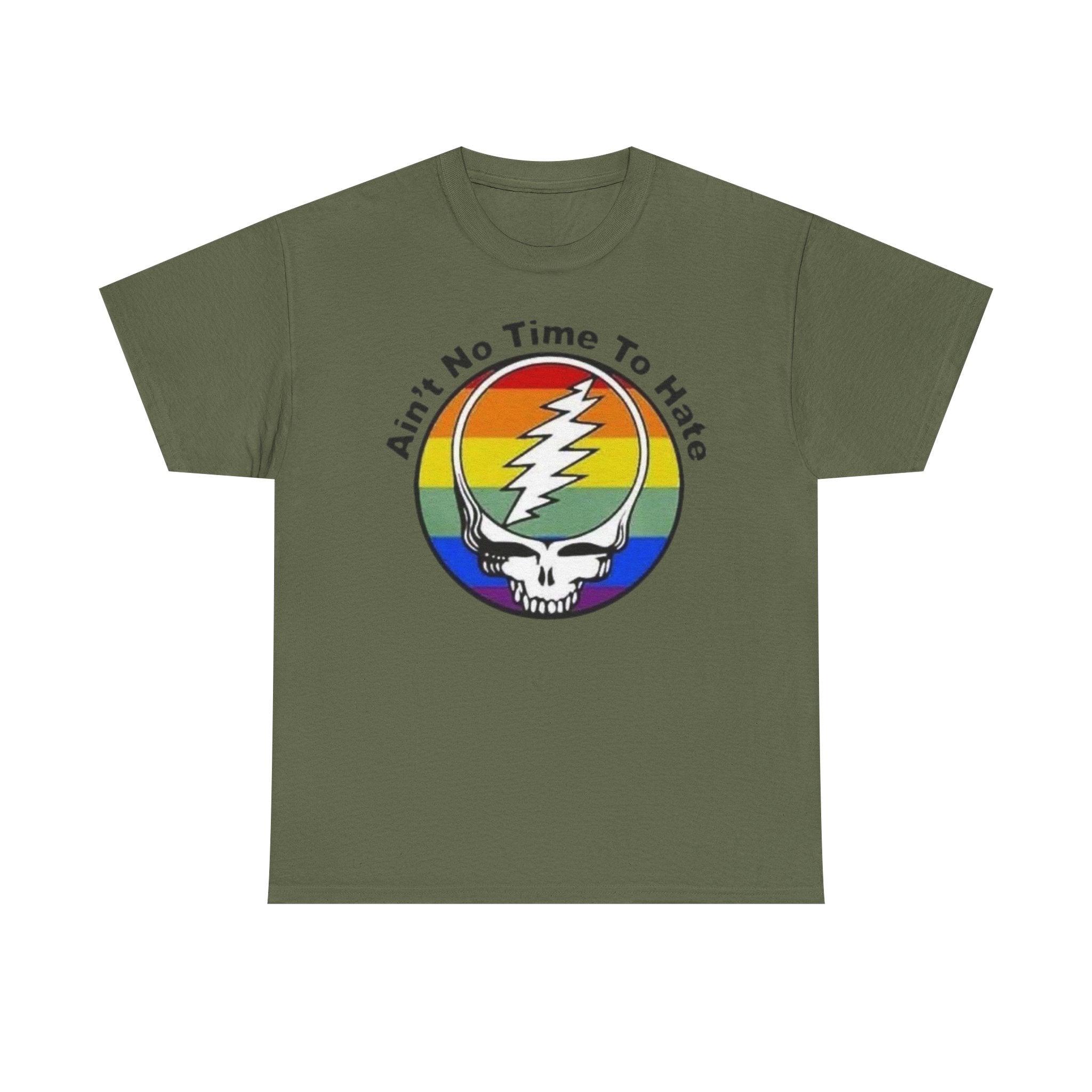 Ain't No Time To Hate Grateful Dead Skull Tee | Rainbow Pride peace love
