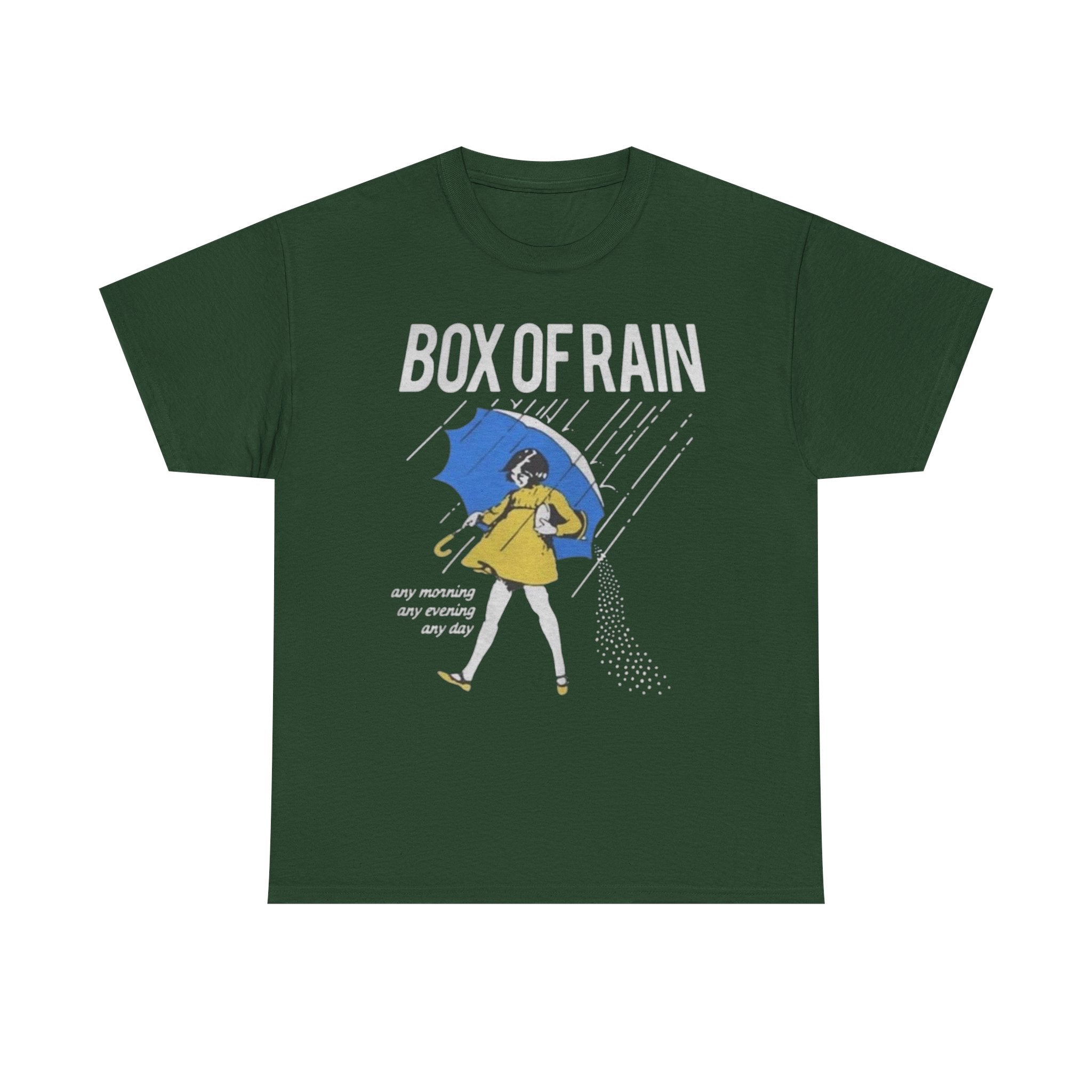 Box of Rain Grateful Dead Tee | Girl with Umbrella, Rainy Day Retro Design