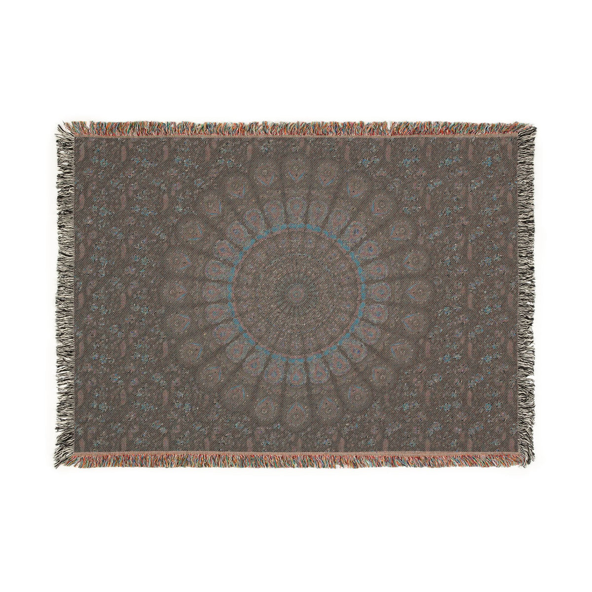 Mandala Woven Blanket — Boho Psychedelic Throw for Living Room or Bedroom