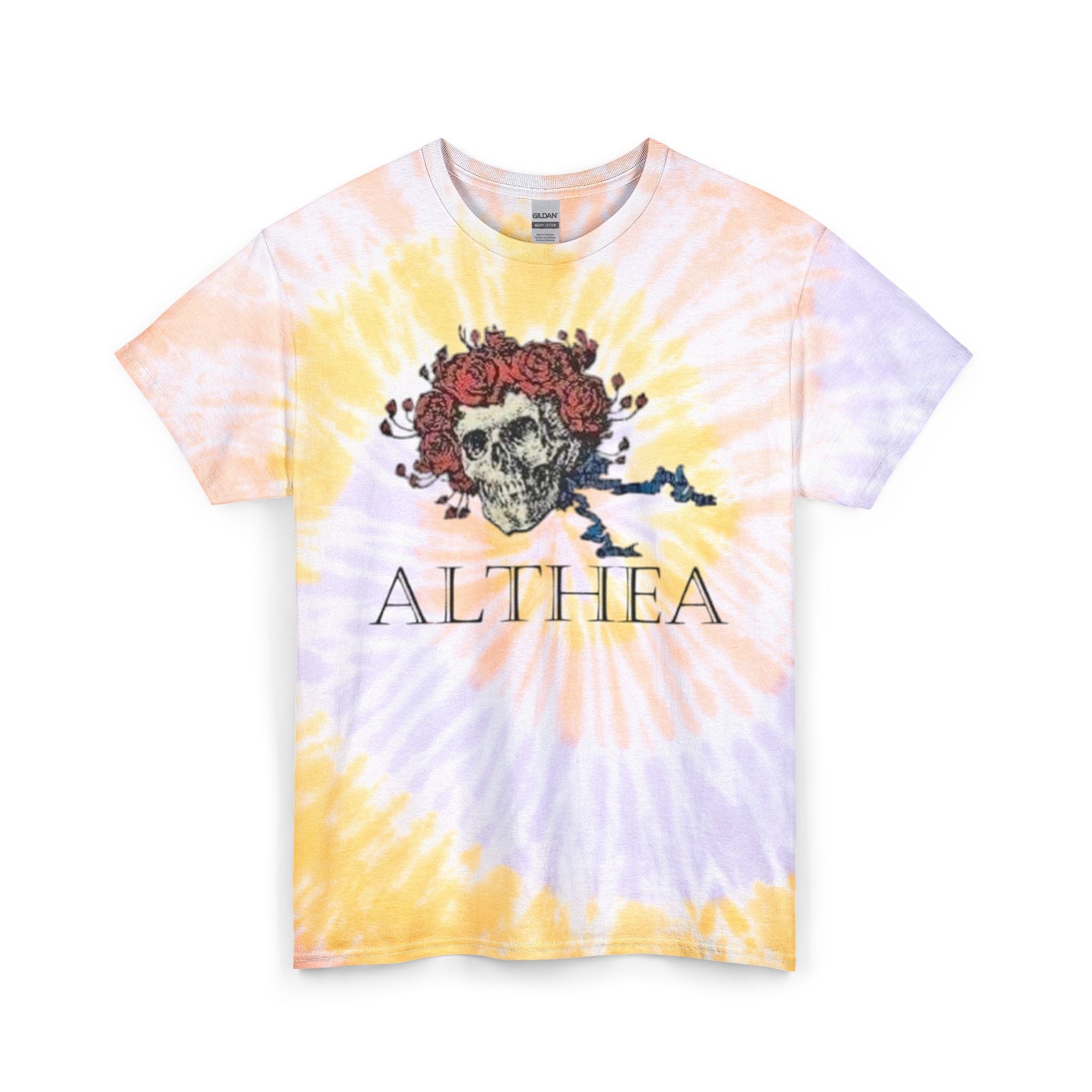 Althea Skull with Rose Crown Tee | Tie Dye Cotton Grateful Dead Shirt